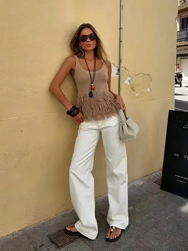 Mia Strick-Tanktop mit Quasten