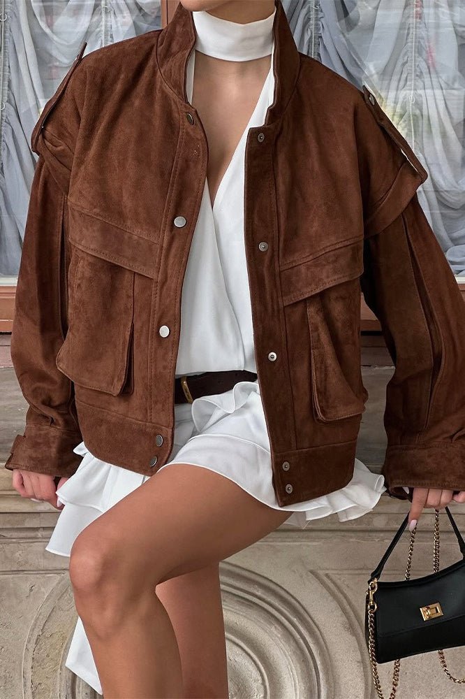 Mila Wildlederjacke mit breiten Schultern