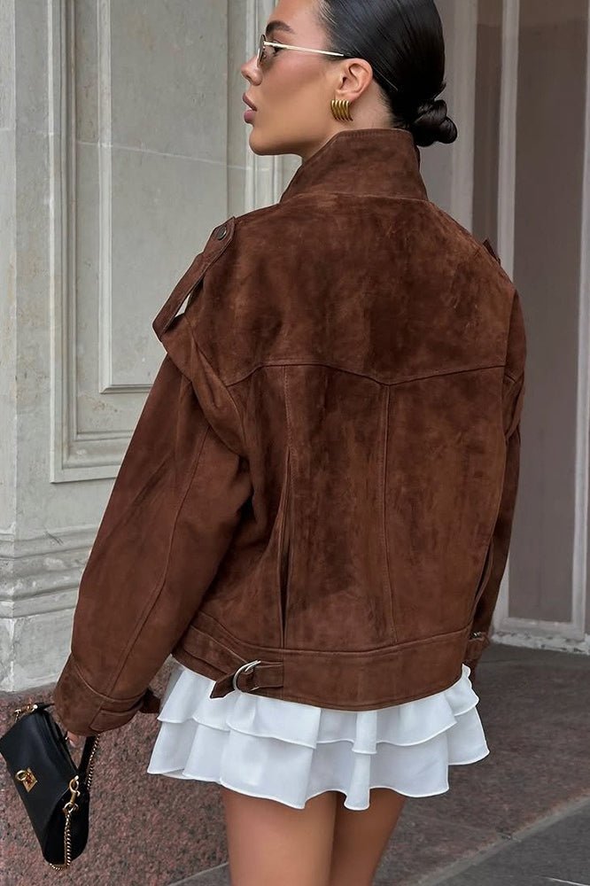 Mila Wildlederjacke mit breiten Schultern