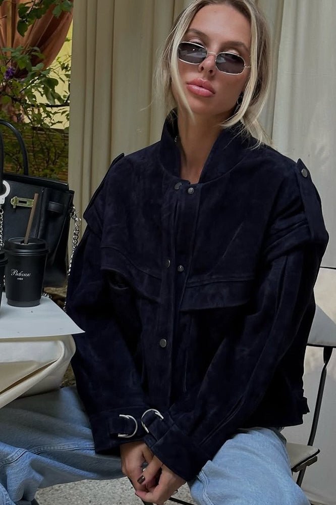 Mila Wildlederjacke mit breiten Schultern