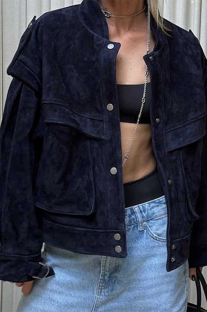 Mila Wildlederjacke mit breiten Schultern