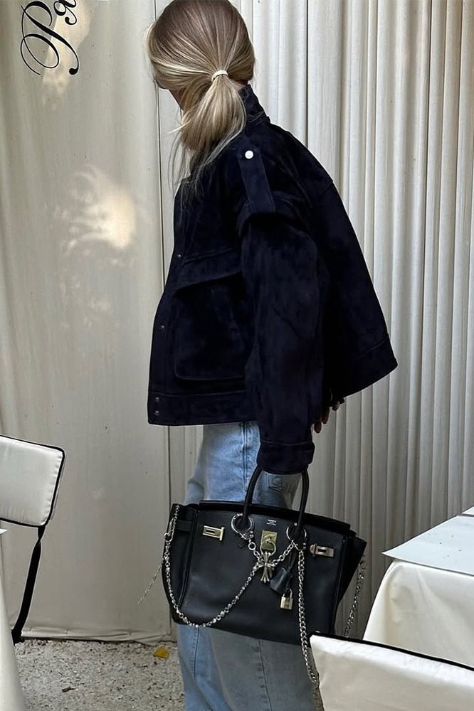 Mila Wildlederjacke mit breiten Schultern