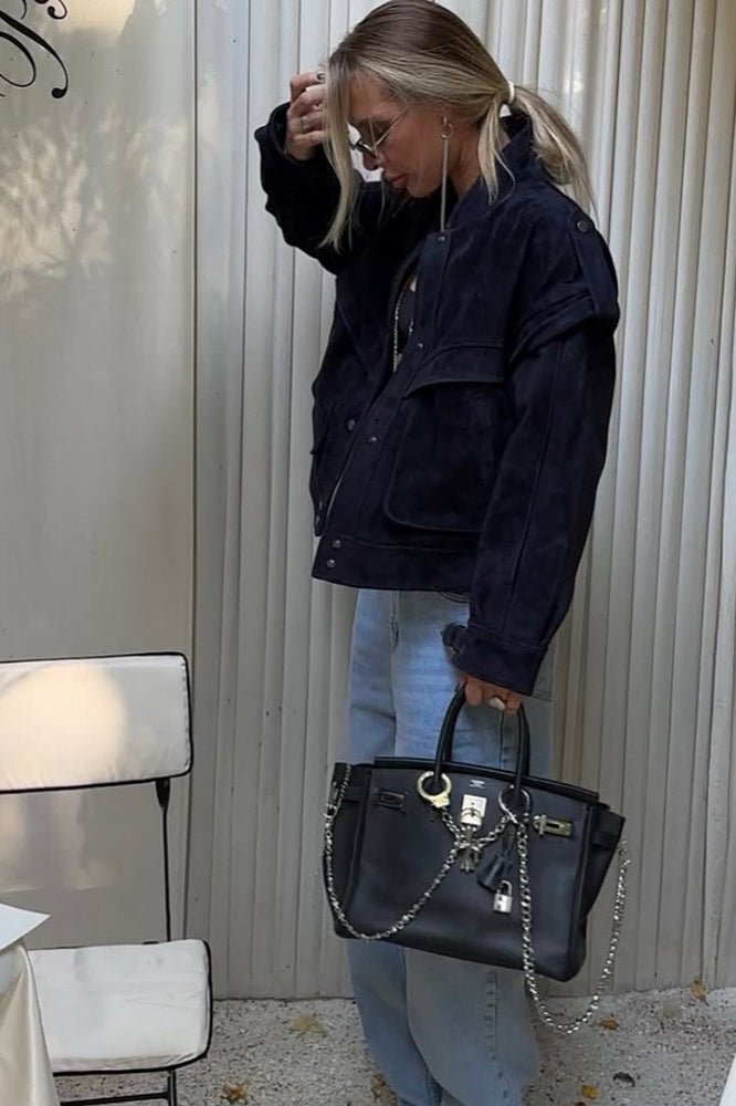 Mila Wildlederjacke mit breiten Schultern