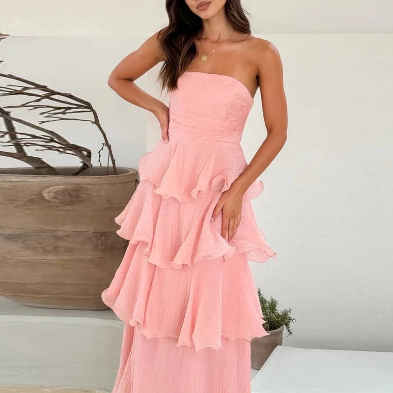 Miranda trägerloses Kleid mit Rüschenlagen
