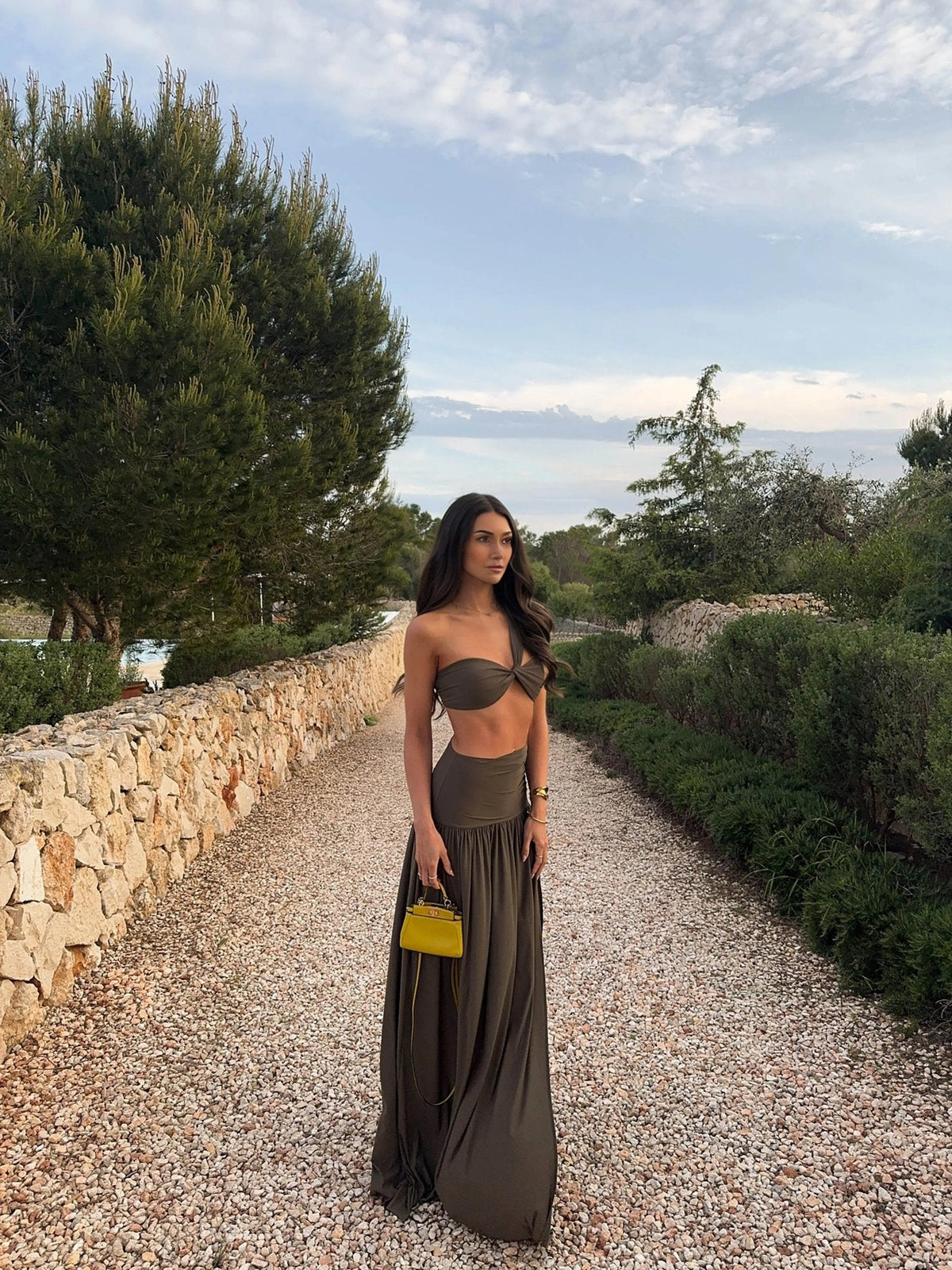 Miranda Set aus Crop-Top mit Twist und Maxirock
