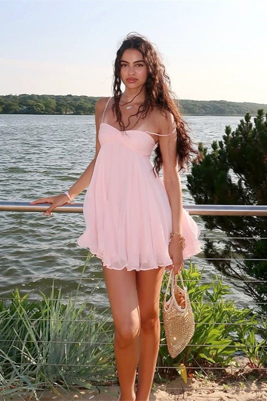 Mireille Chiffon-Minikleid mit schulterfreiem Ausschnitt