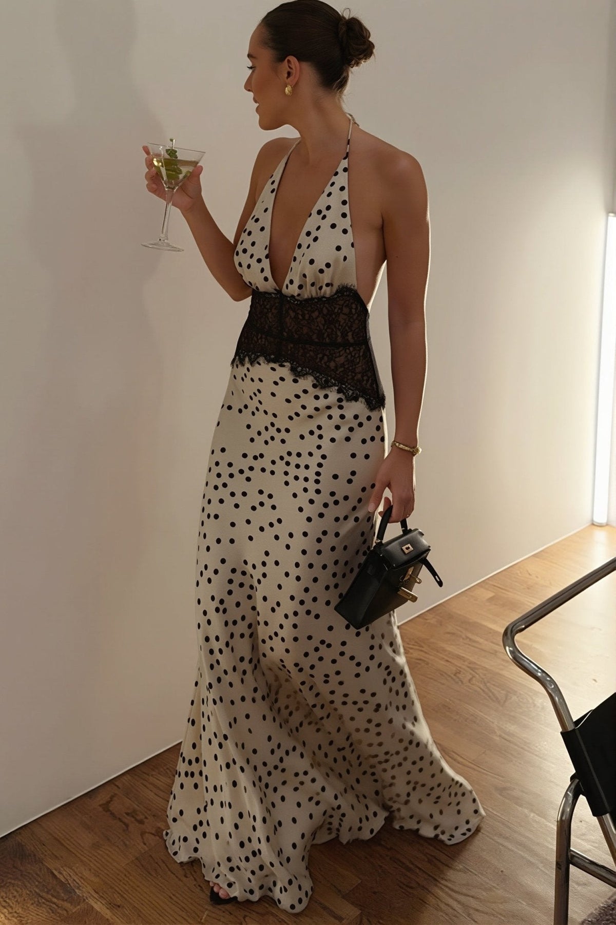 Miriam Maxikleid aus Spitze mit Polka-Dots