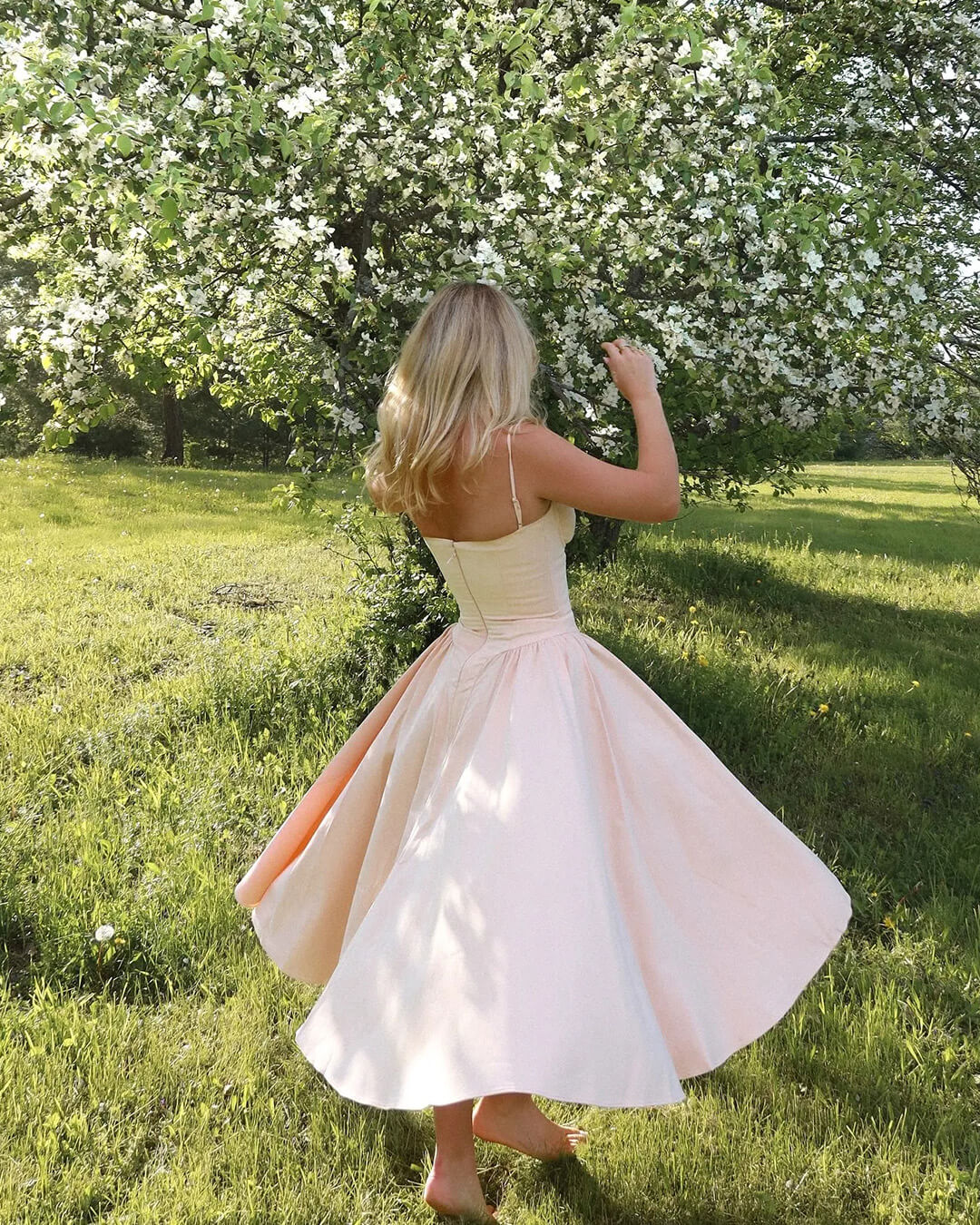 Midikleid „Myrna“ mit Spaghettiträgern