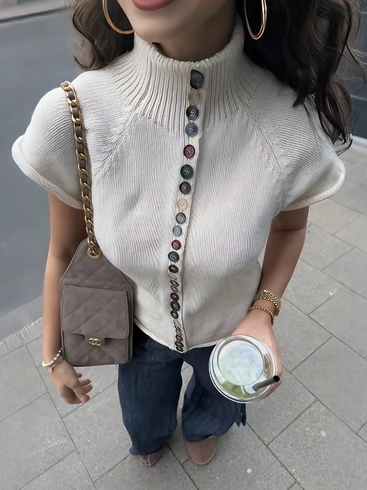 Nadia Strick-Cardigan-Top mit Rippstrick