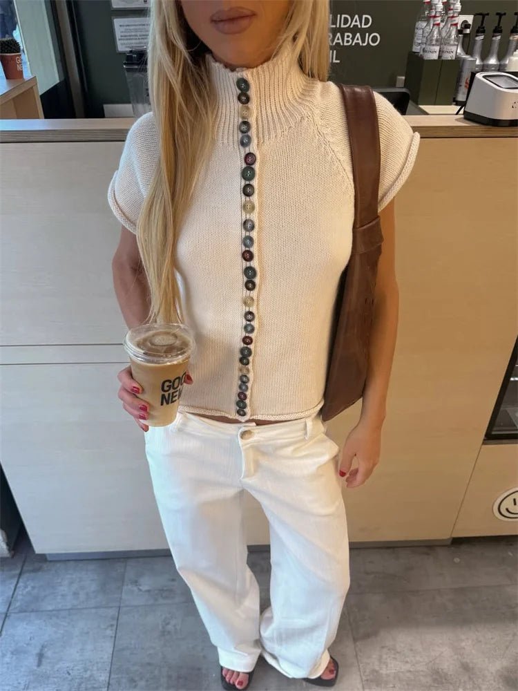 Nadia Strick-Cardigan-Top mit Rippstrick