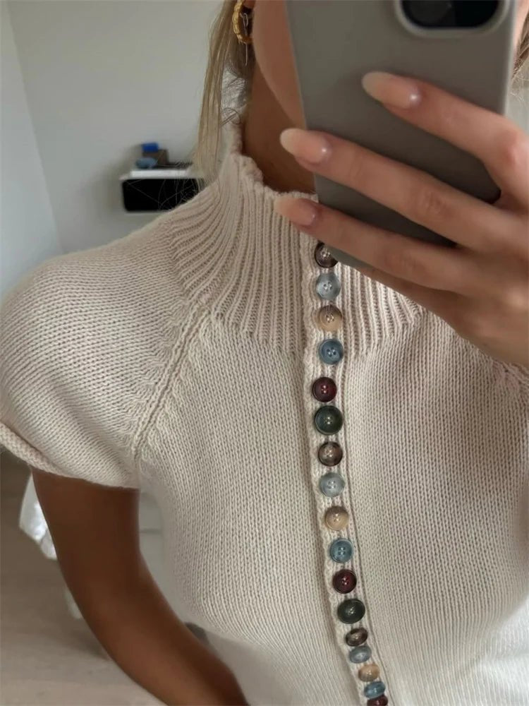 Nadia Strick-Cardigan-Top mit Rippstrick