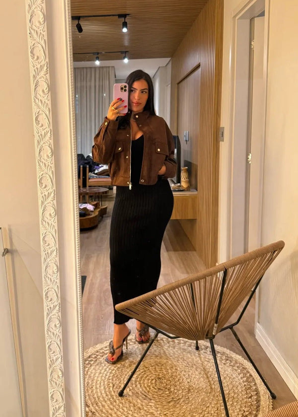 Nicole Jacke aus Kunstveloursleder