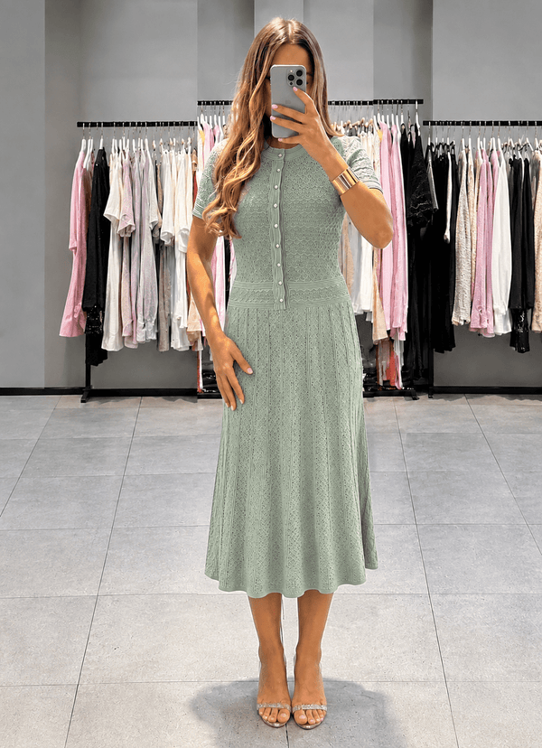 Nicole Strick-Midikleid mit halber Knopfleiste