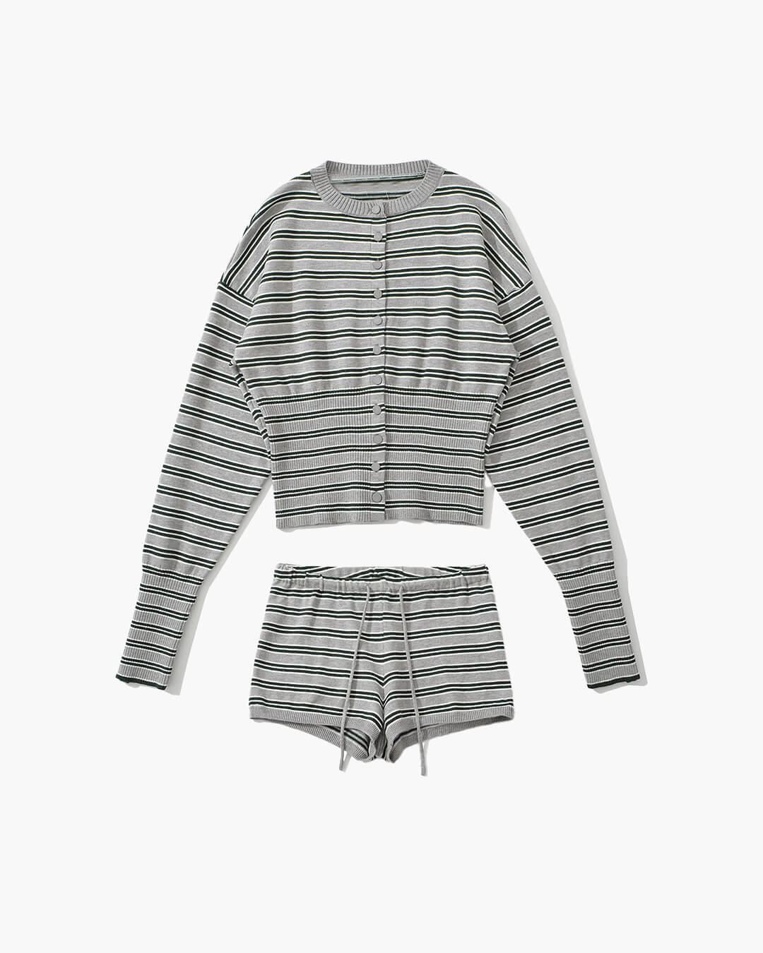 Nicole Gestreiftes Strickjacken-Shorts-Set
