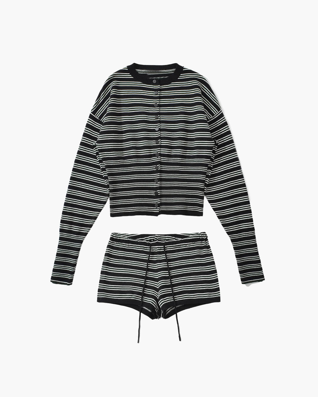 Nicole Gestreiftes Strickjacken-Shorts-Set