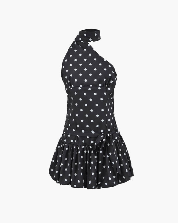Nina Mini-Kleid mit One-Shoulder-Träger und Punkten