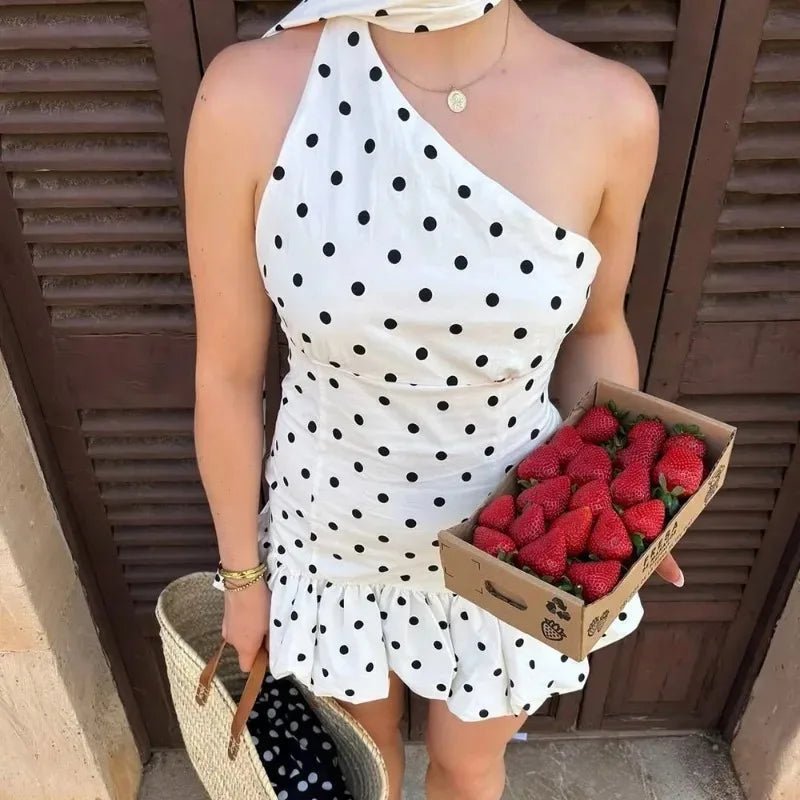Nina Mini-Kleid mit One-Shoulder-Träger und Punkten