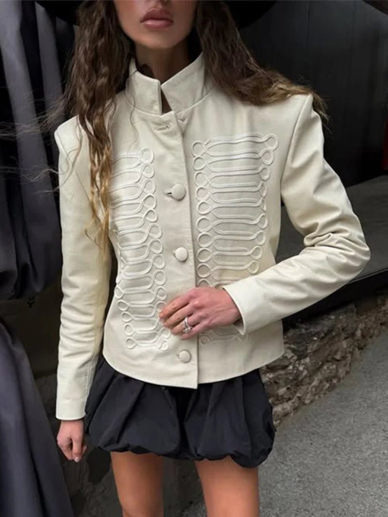 Nora Militär-Lederjacke im Napoleon-Stil