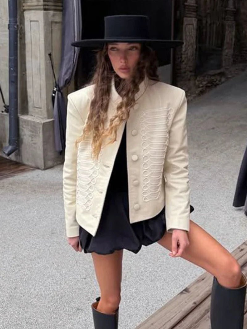 Nora Militär-Lederjacke im Napoleon-Stil