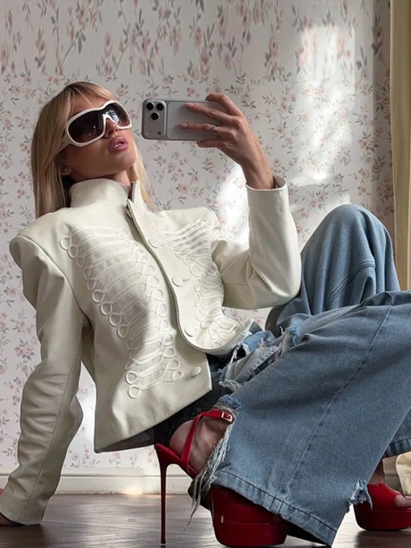 Nora Militär-Lederjacke im Napoleon-Stil