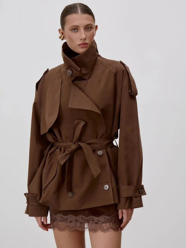 Octavia Trenchcoat mit Schnürung und Stehkragen