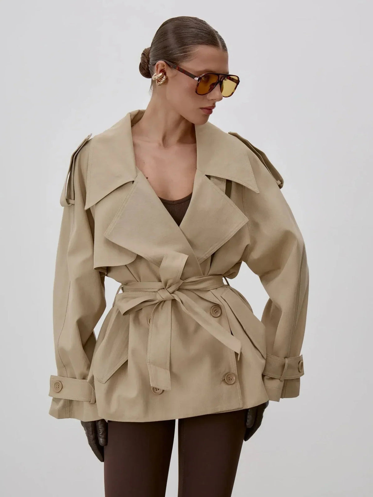 Octavia Trenchcoat mit Schnürung und Stehkragen