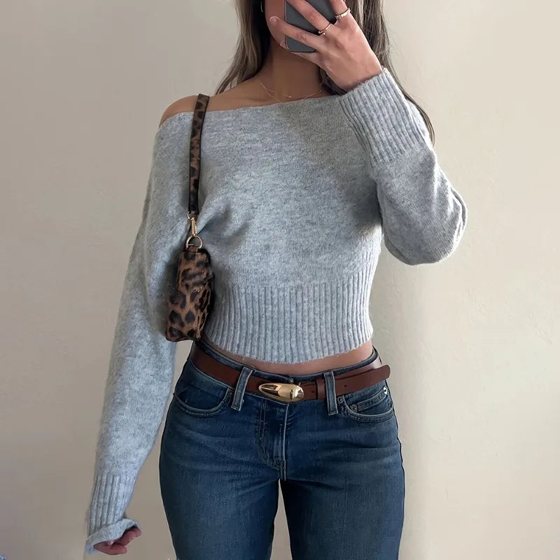 Oversize-Pullover mit schulterfreiem Ausschnitt