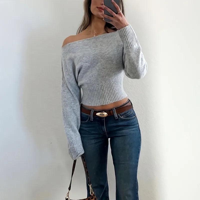 Oversize-Pullover mit schulterfreiem Ausschnitt