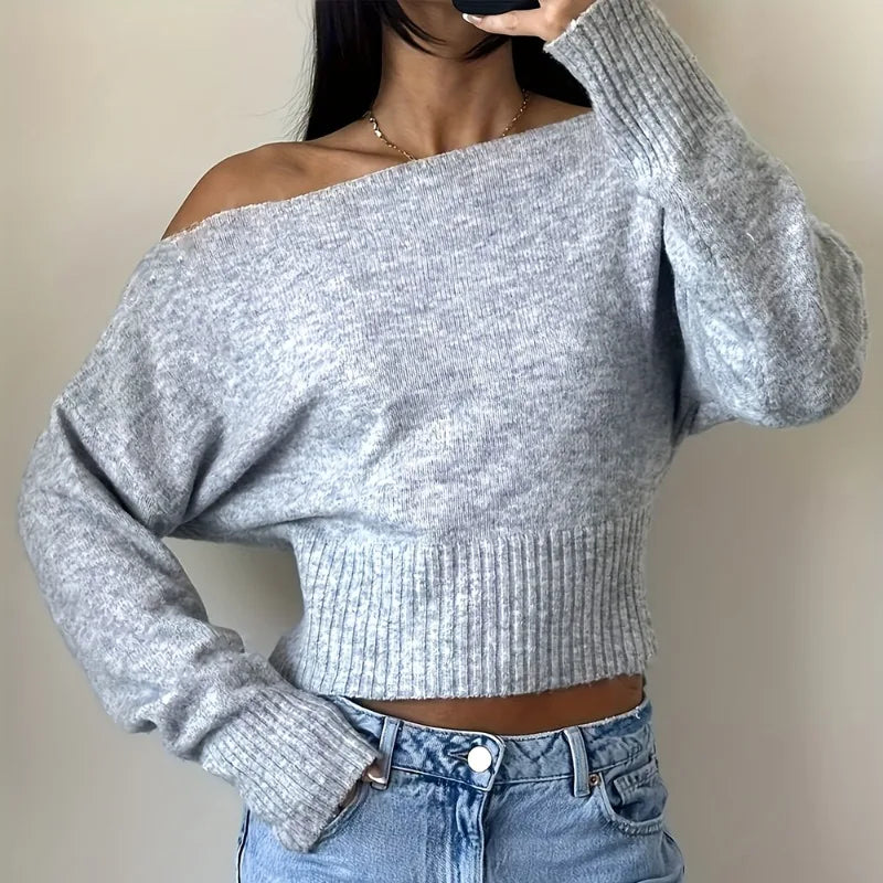 Oversize-Pullover mit schulterfreiem Ausschnitt