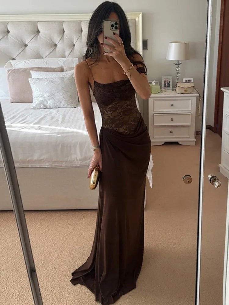 Olga One-Shoulder-Spitzen-Maxikleid