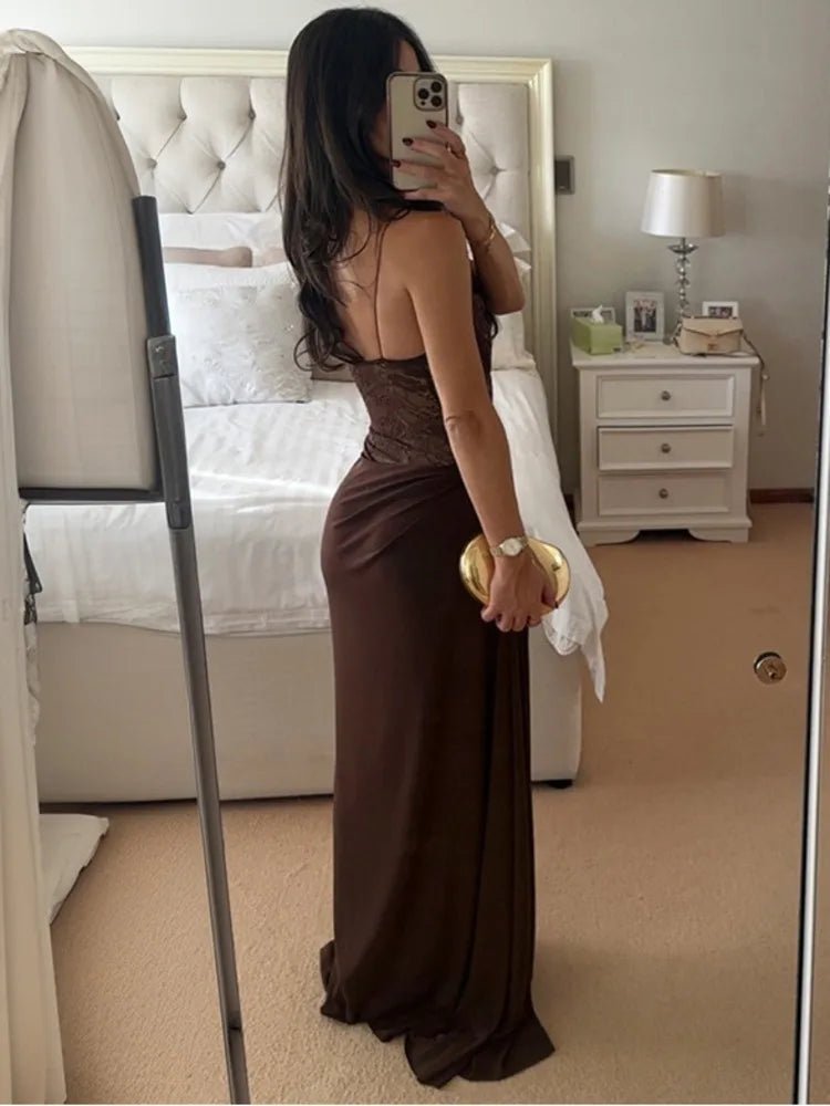 Olga One-Shoulder-Spitzen-Maxikleid