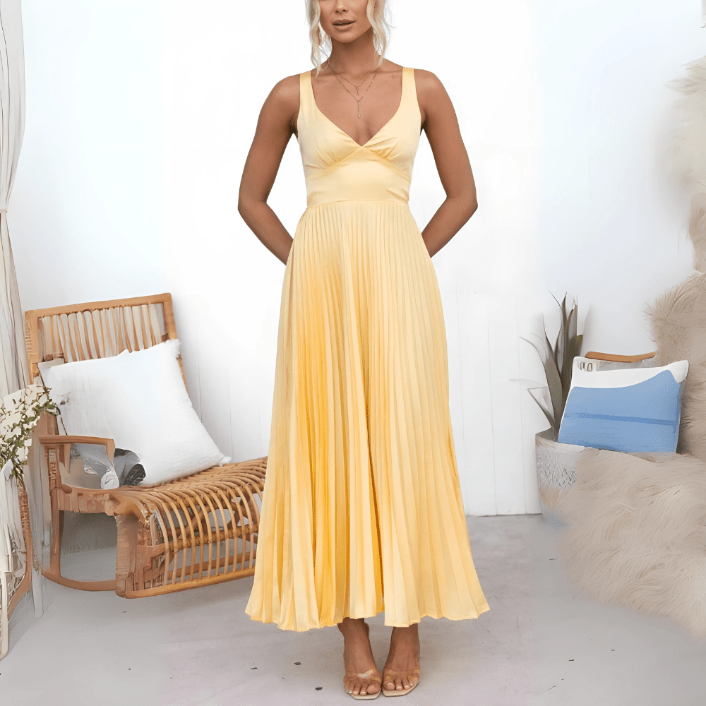 Olivia Fließendes, plissiertes Sommer-Maxikleid