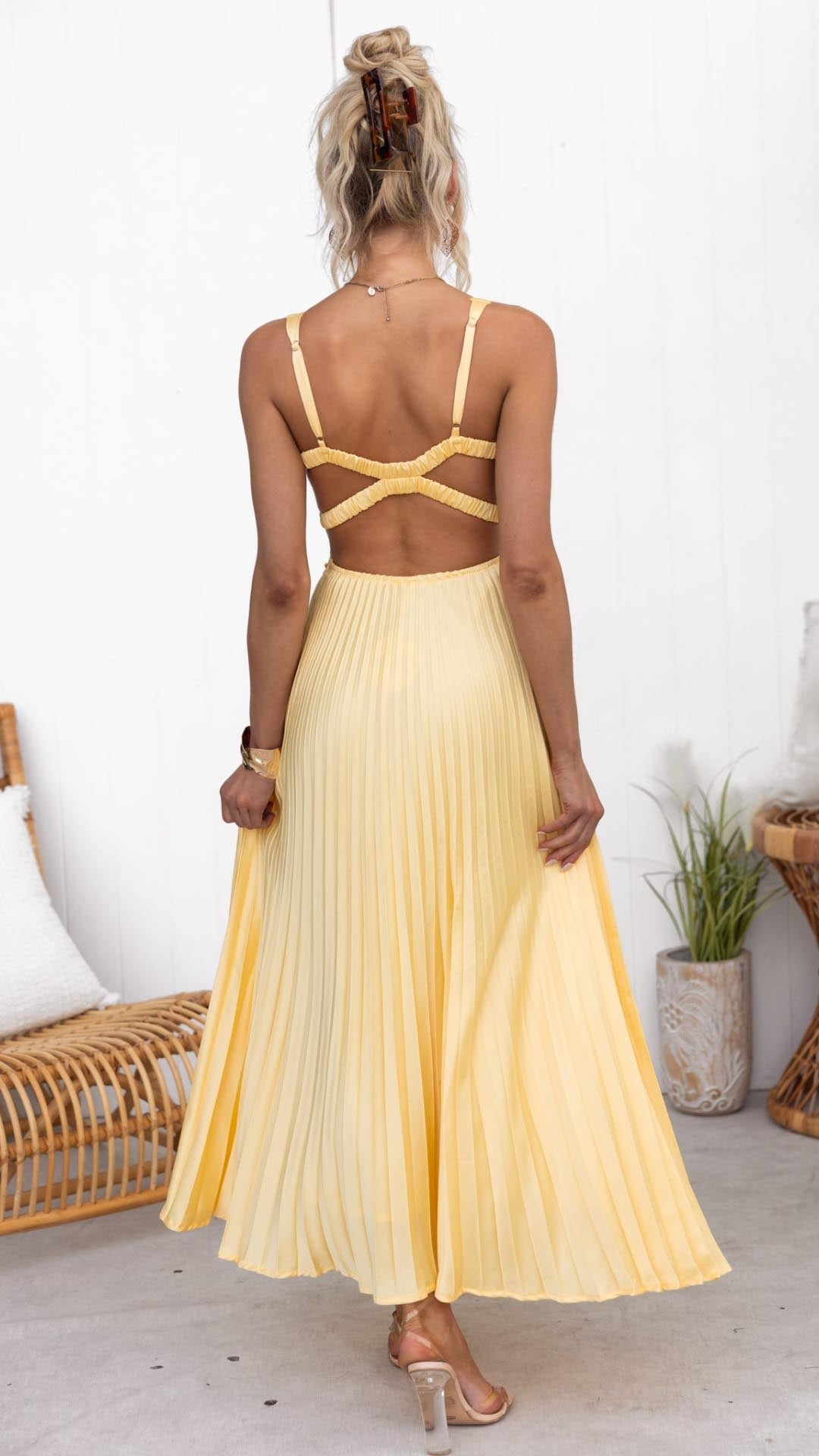 Olivia Fließendes, plissiertes Sommer-Maxikleid