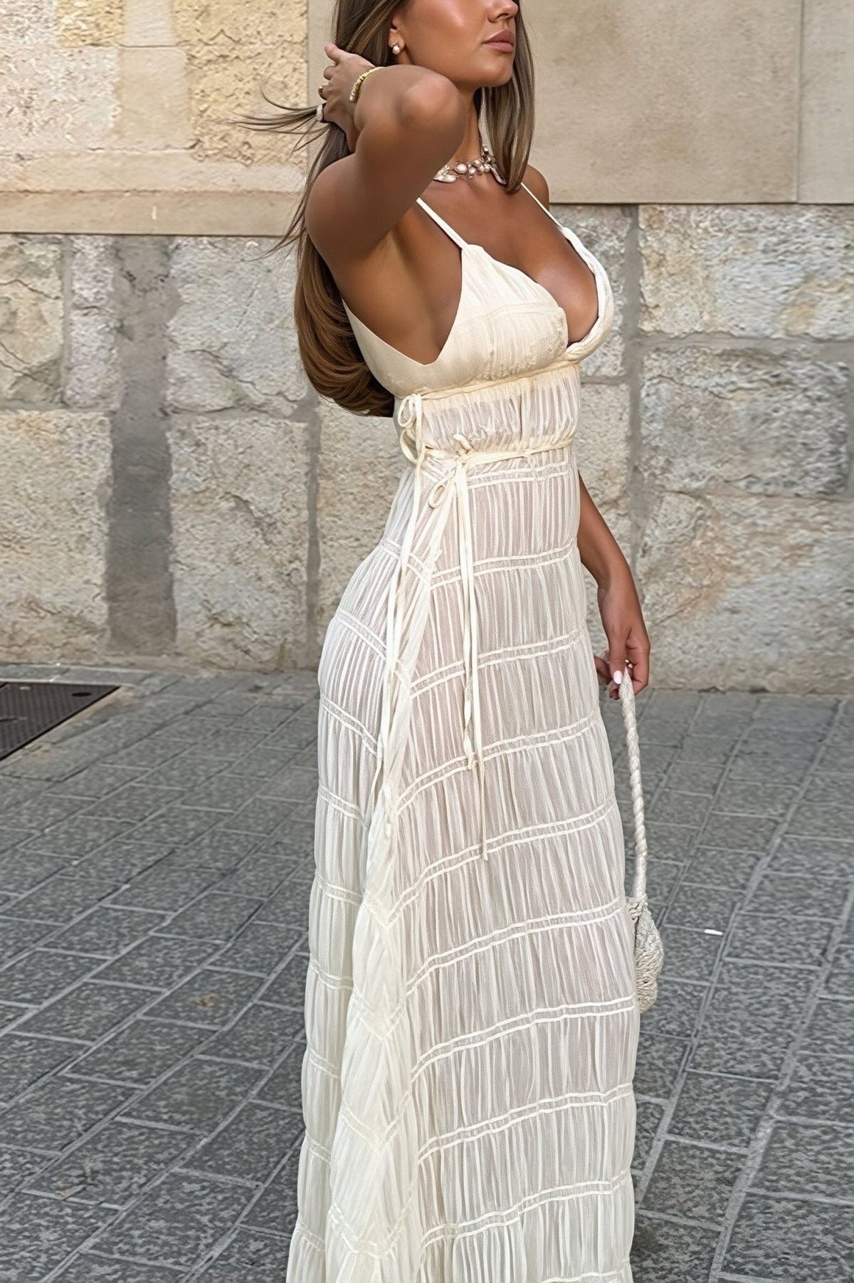 Olivia Gestricktes Rippstrick-Maxikleid