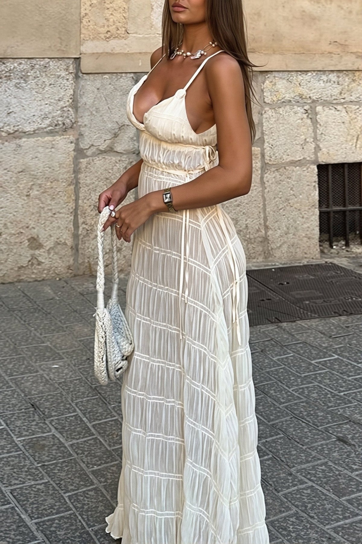 Olivia Gestricktes Rippstrick-Maxikleid