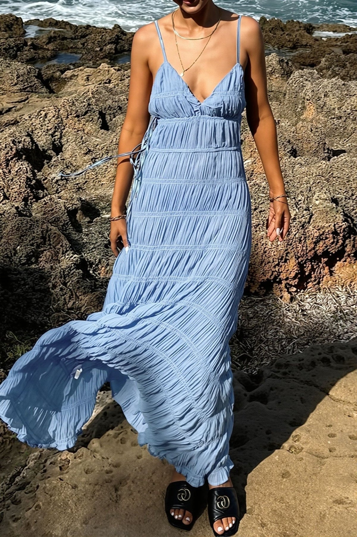 Olivia Gestricktes Rippstrick-Maxikleid