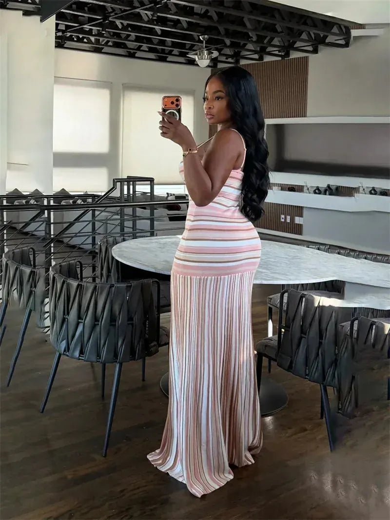 Olivia Maxikleid mit Streifen und Spaghettiträgern