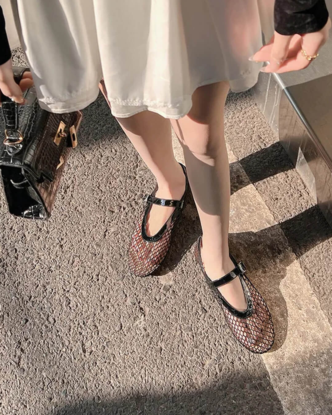 Ondine Ballerinas aus Mesh mit Schnalle