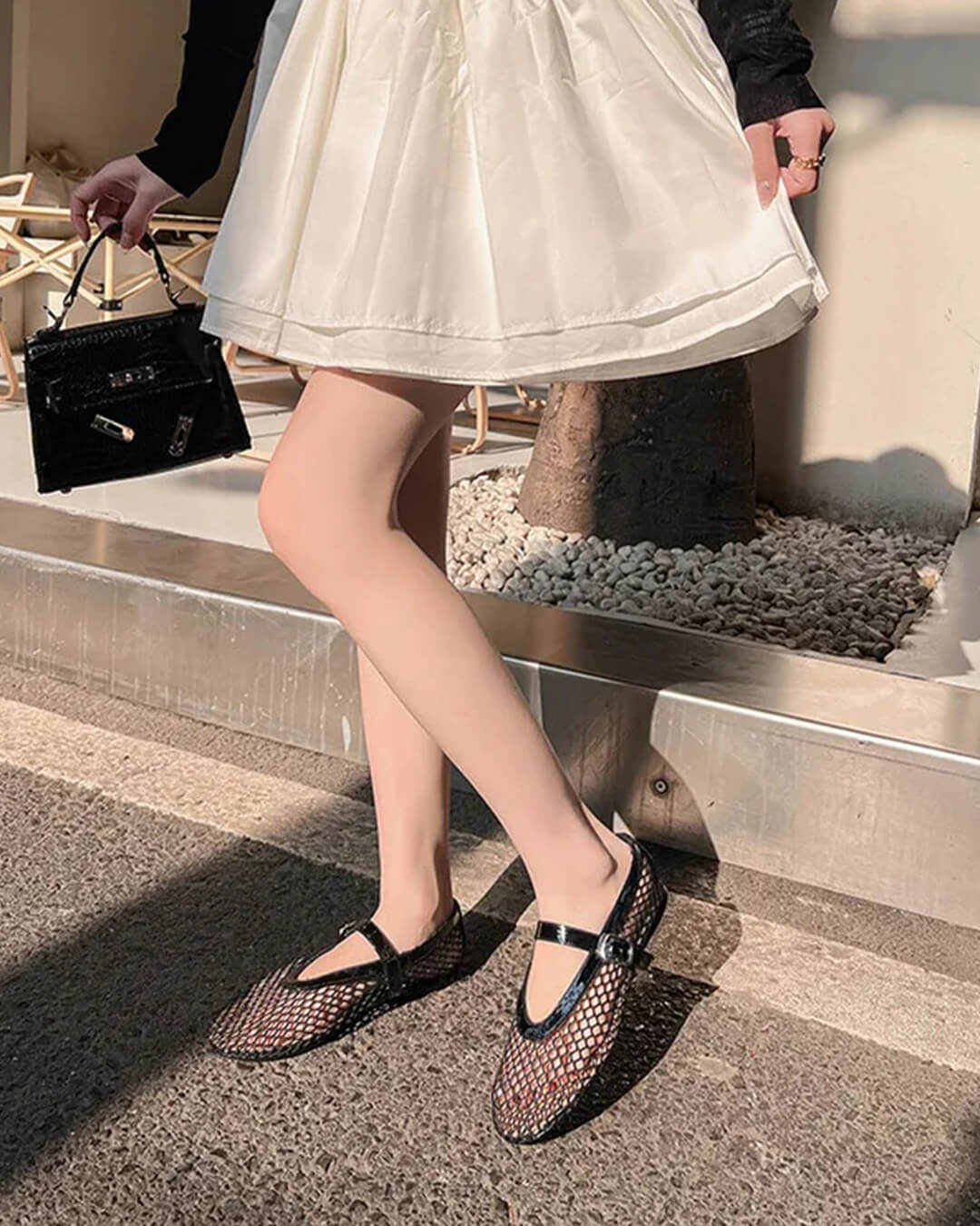 Ondine Ballerinas aus Mesh mit Schnalle