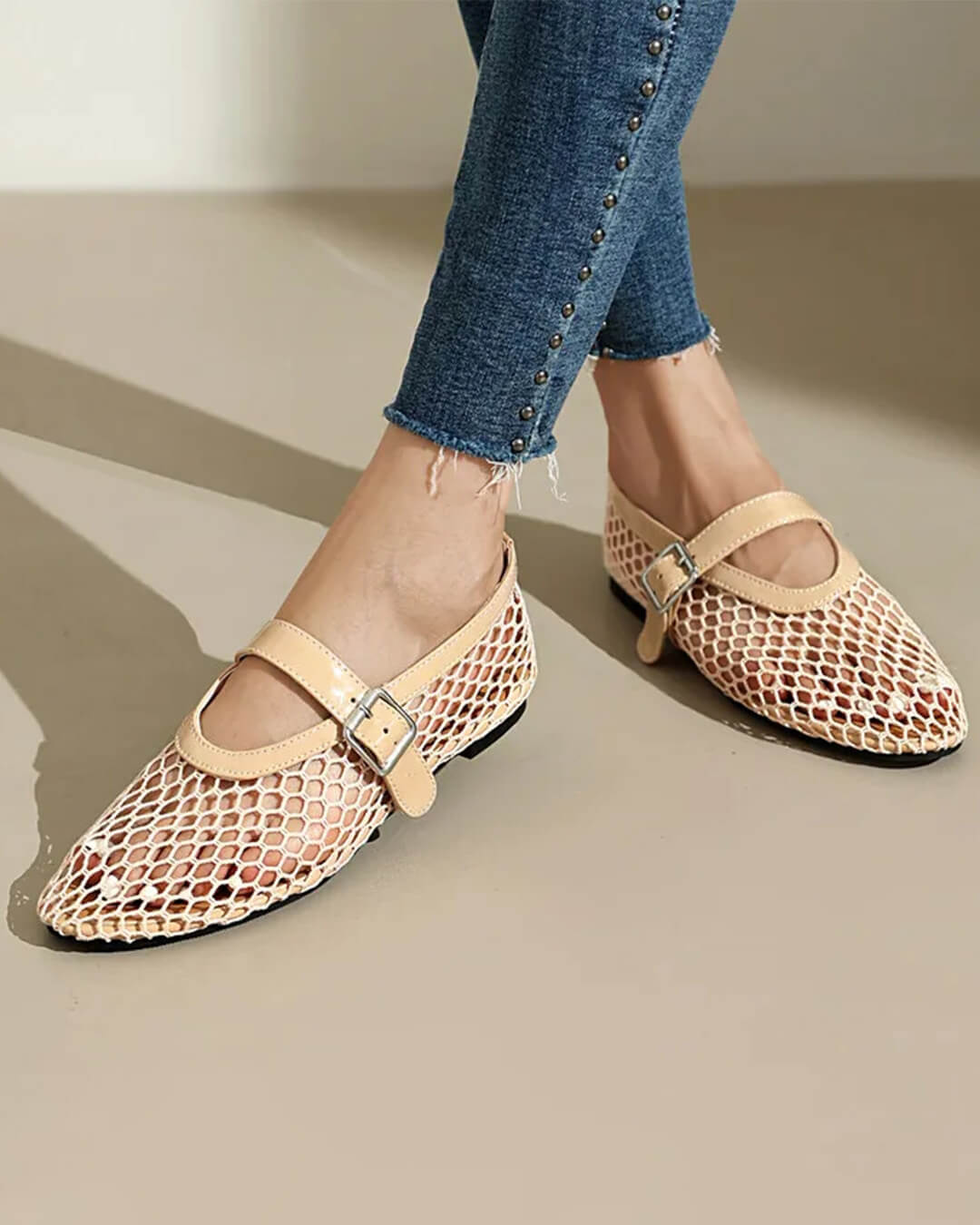 Ondine Ballerinas aus Mesh mit Schnalle