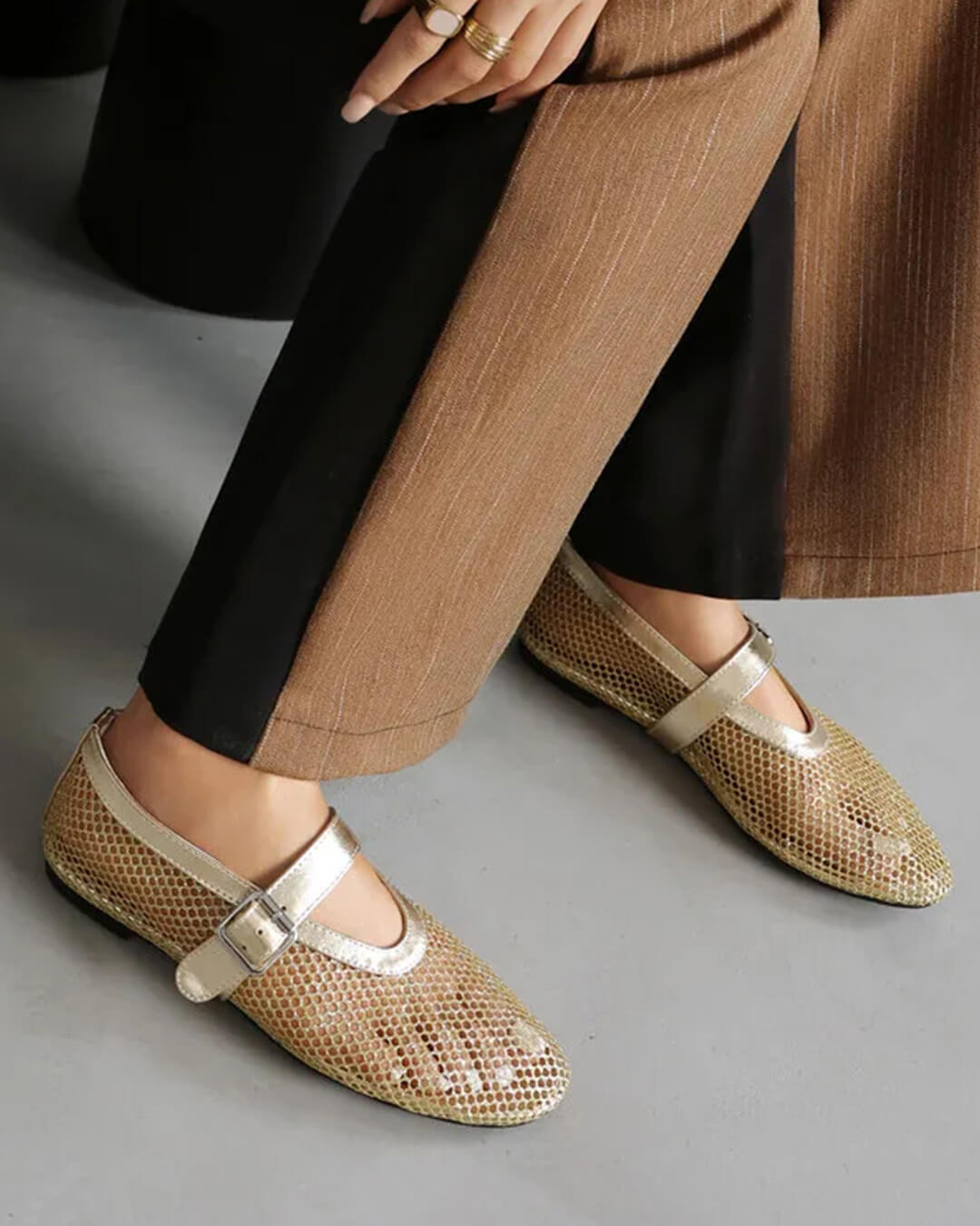 Ondine Ballerinas aus Mesh mit Schnalle