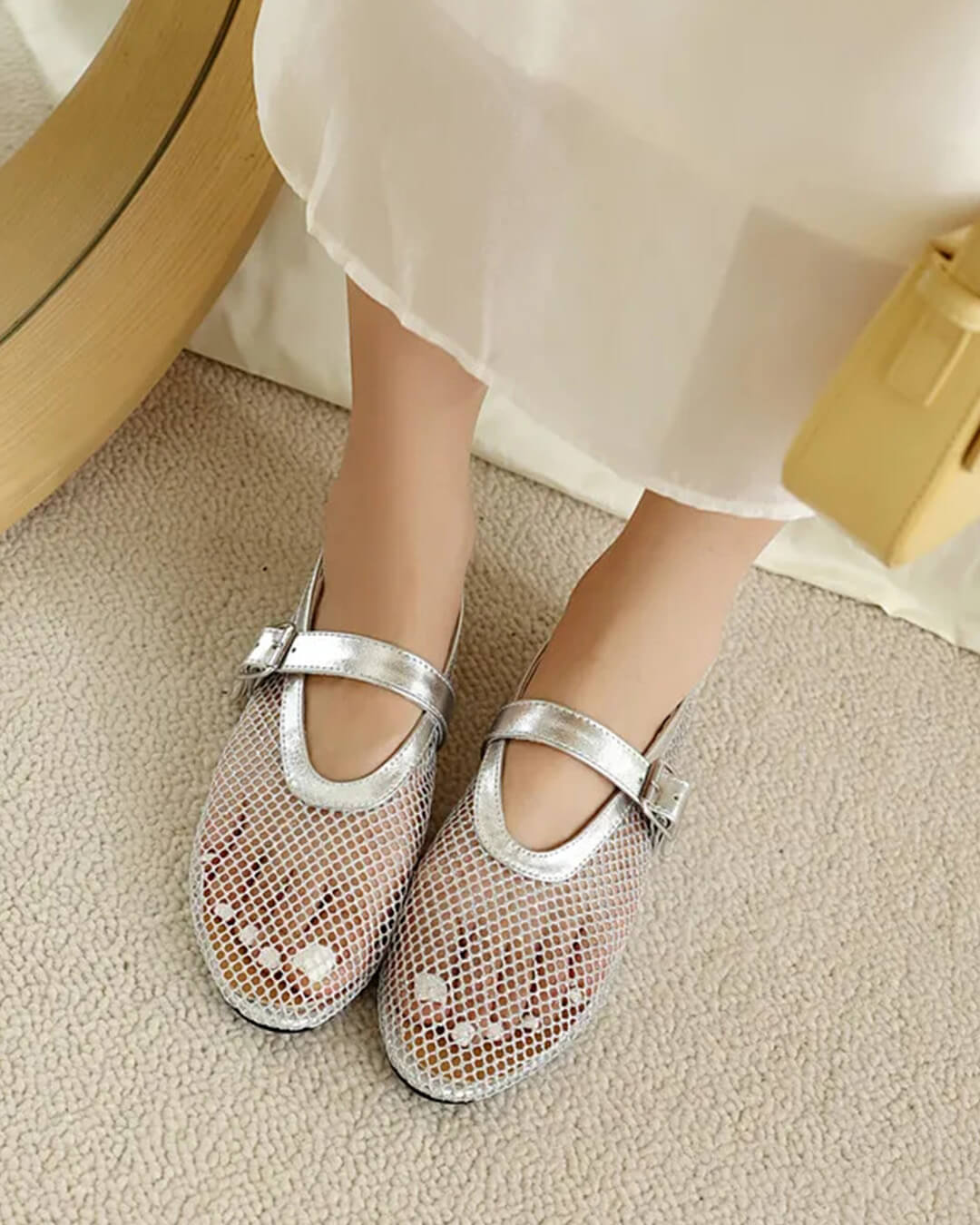 Ondine Ballerinas aus Mesh mit Schnalle