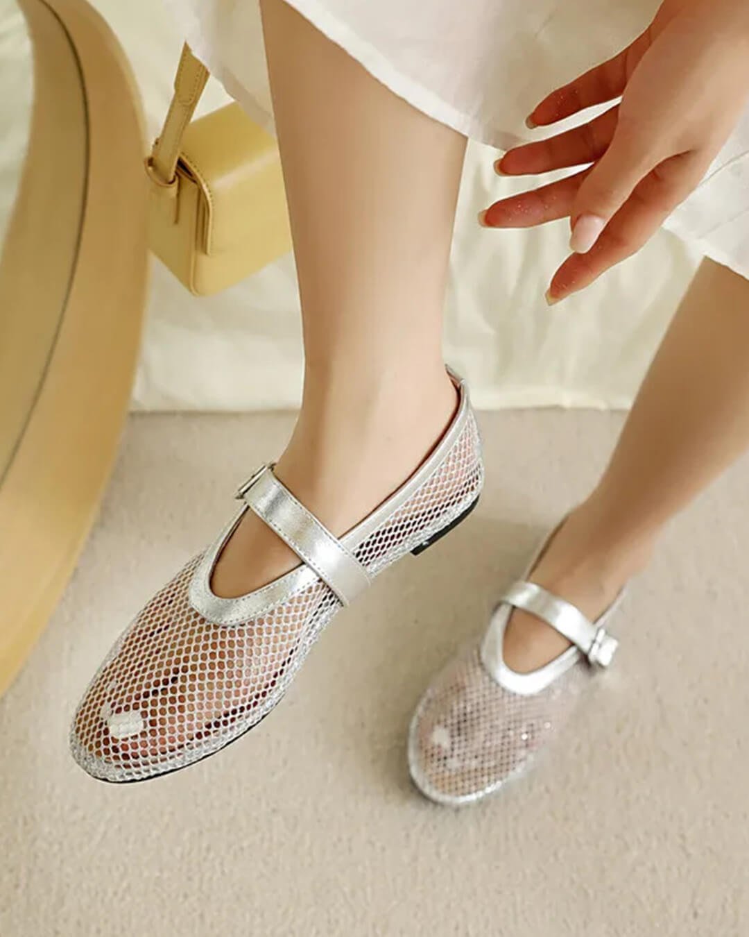 Ondine Ballerinas aus Mesh mit Schnalle