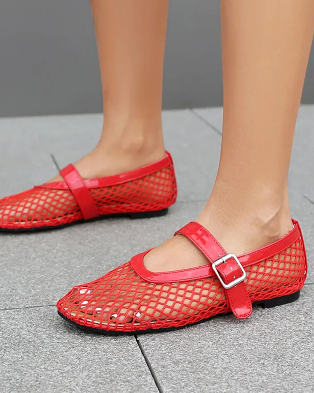 Ondine Ballerinas aus Mesh mit Schnalle