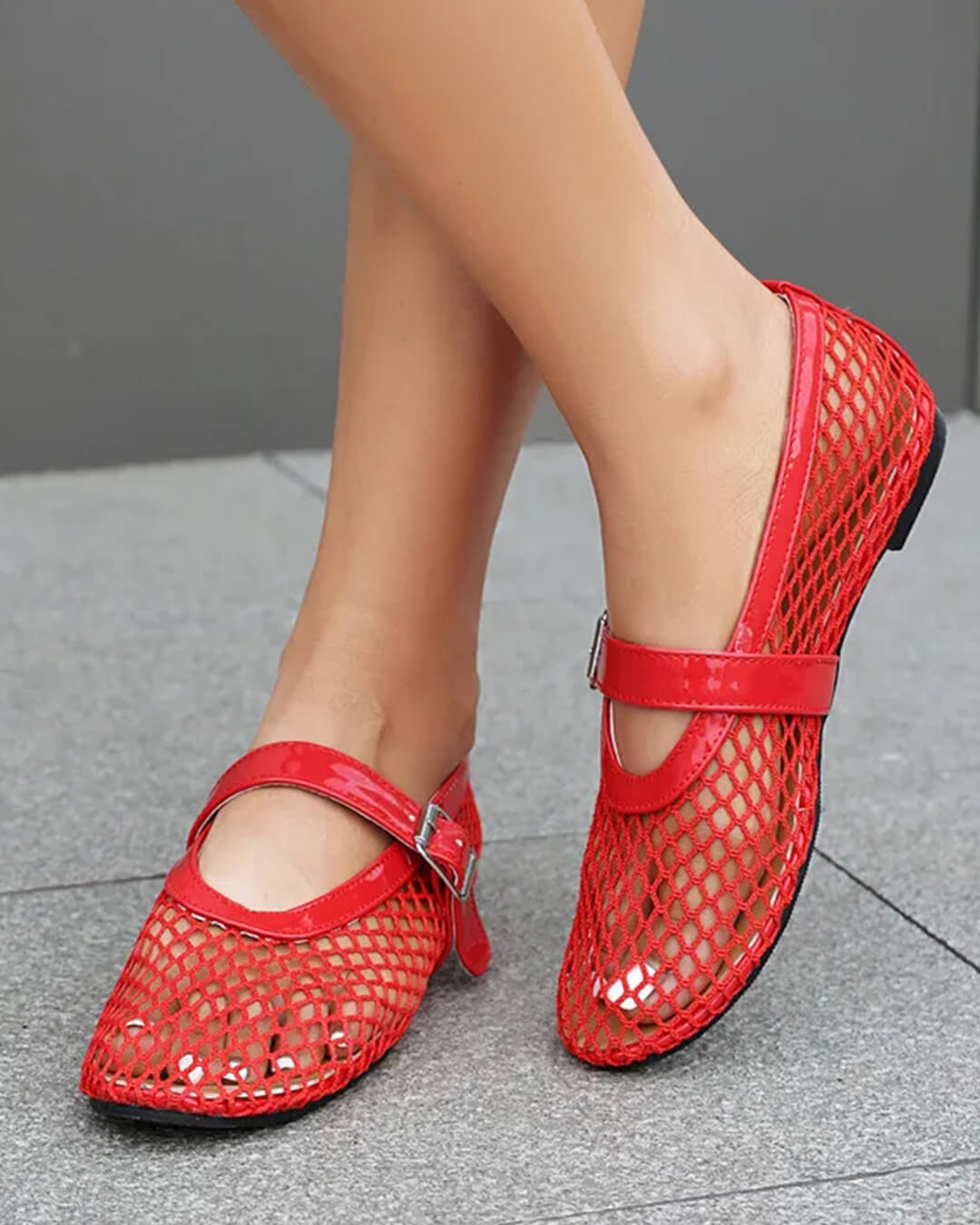 Ondine Ballerinas aus Mesh mit Schnalle