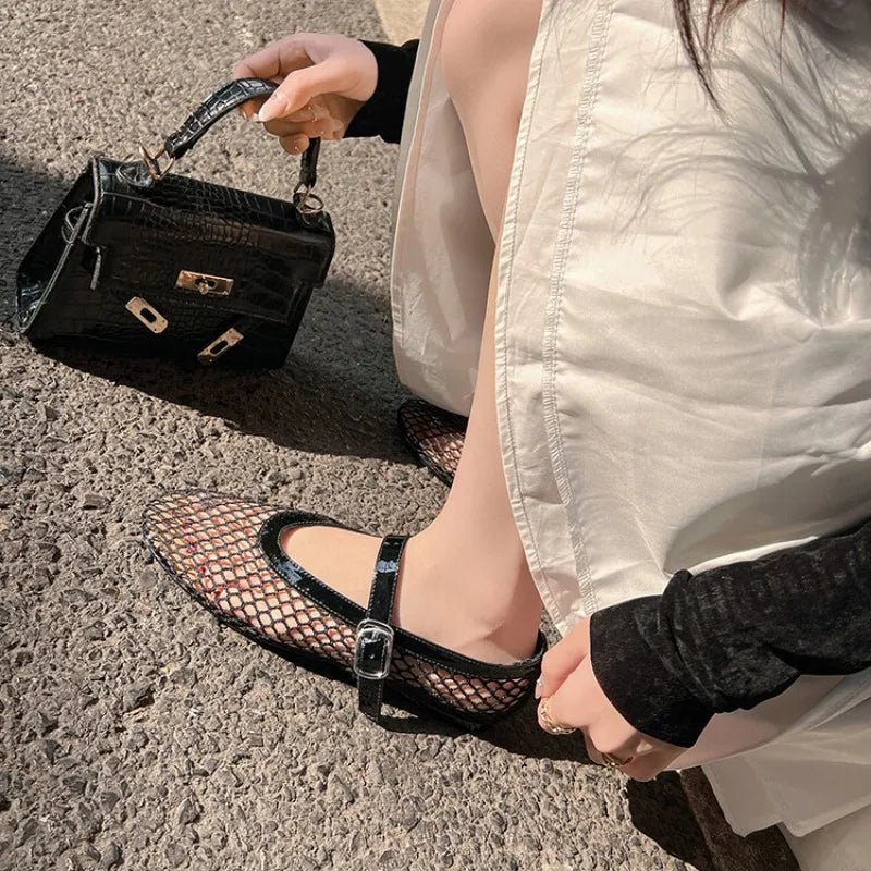 Ondine Ballerinas aus Mesh mit Schnalle