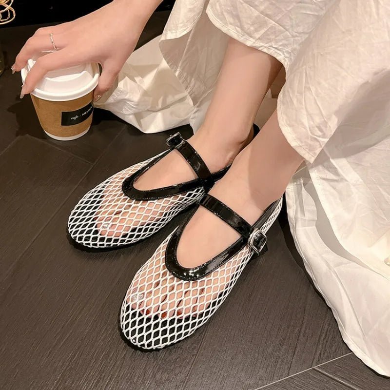 Ondine Ballerinas aus Mesh mit Schnalle