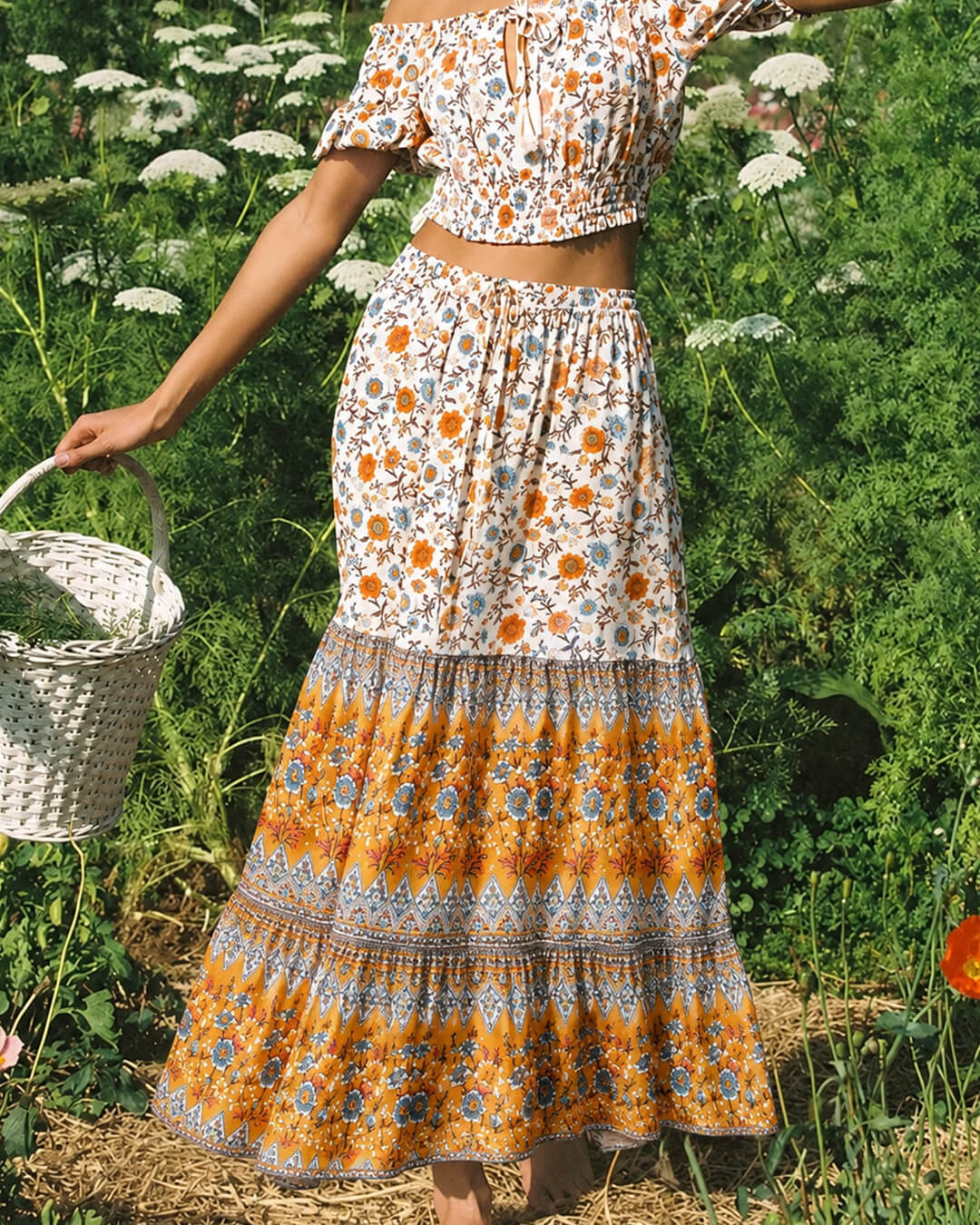 Ottavia Boho-Strandrock mit Blumenmuster