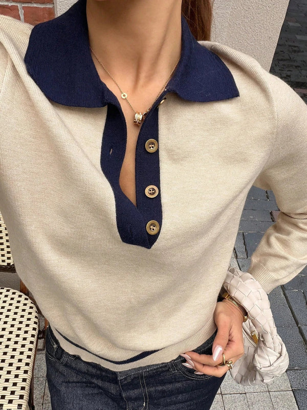 Gestricktes Poloshirt Paris mit Color-Blocking