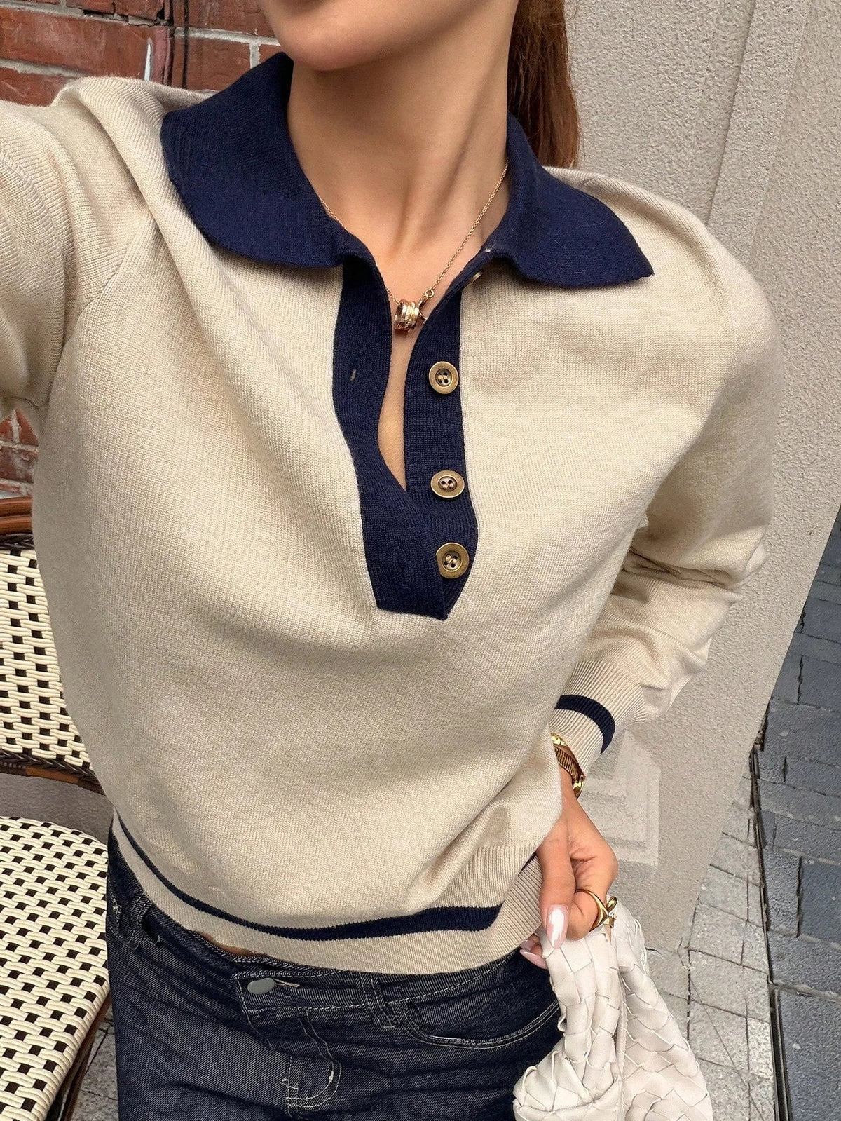 Gestricktes Poloshirt Paris mit Color-Blocking